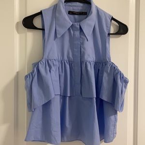 ZARA TRAFALUC cold shoulder blouse.